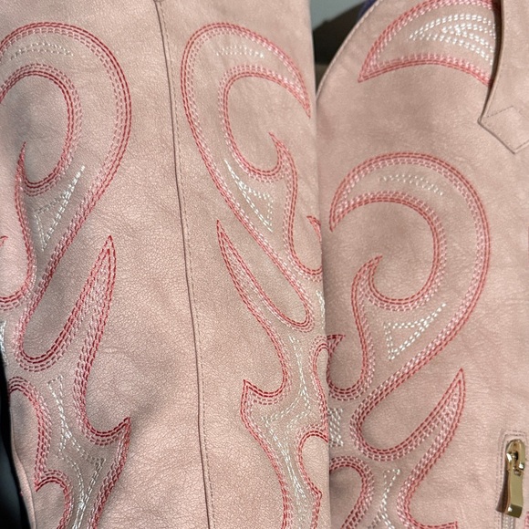 Wetkiss Stylish Pink Embroidered Knee High Heeled Boots - Picture 8 of 8